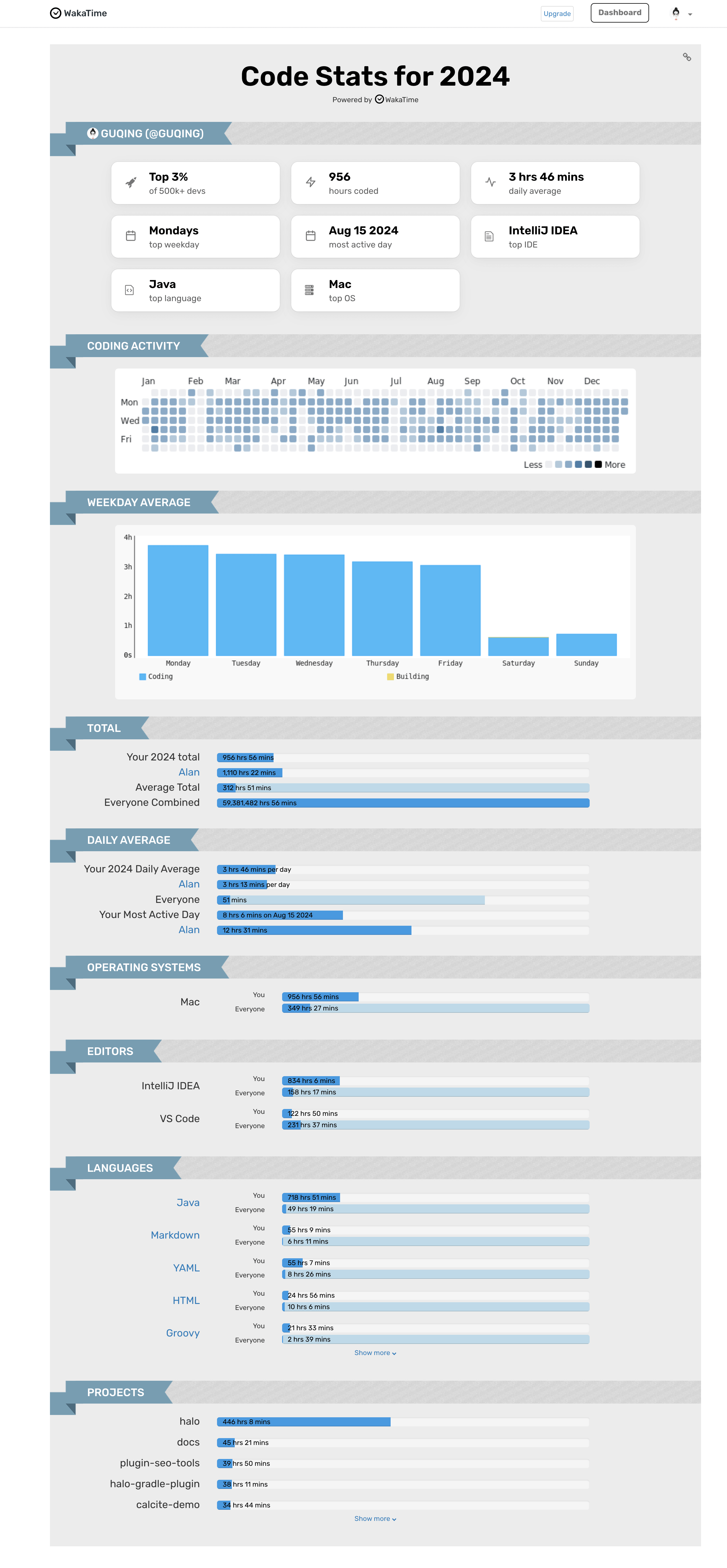 guqing's wakatime code stats for 2024